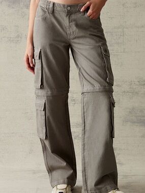 PacSun Sage Grey Zip Off Low Rise Puddle Pants | S